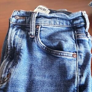 AGOLDE straight leg high rise denim jeans in size 24 W 28 L. Vintage color!